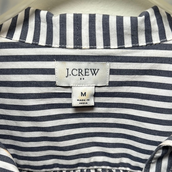 J. Crew Navy Blue and White, Tie Front Blouse - Picture 7 of 9